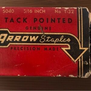 VTG Box of Arrow Staples Tack Pointed 5/16" NO T32 Precision Made